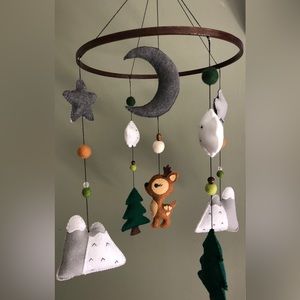 Handmade woodland nursery mobile